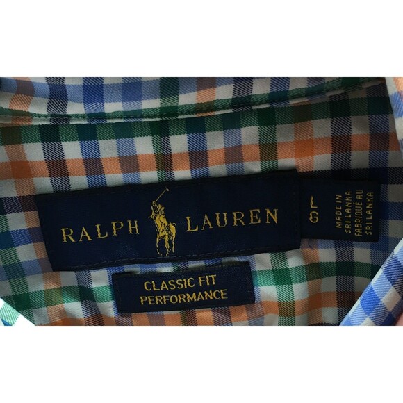 Ralph Lauren Shirt Men's Size Large Blue Plaid Classic Fit Performance - Picture 5 of 6